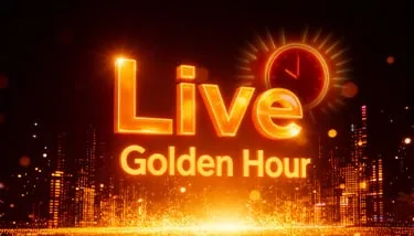Live casino golden hour promotion banner.